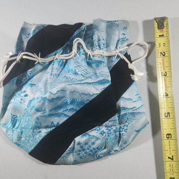 Japanese Drawstring Bag With Scenic Landscape Pattern Asian purse artsy elegant - Picture 5 of 5
